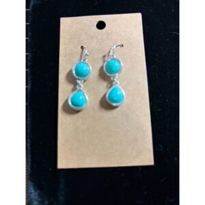 LC silver and blue dangle earrings